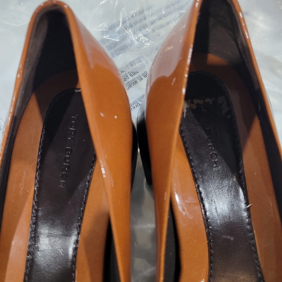 Tory Burch Georgia Pump Size 8, 35mm Heels Patent Leather Brown Cuoio - Picture 5 of 14